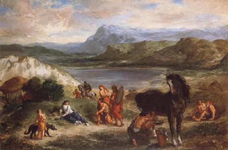 Ferdinand Victor Eugene Delacroix Ovid among the Scythians Norge oil painting art